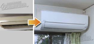 日立 エアコン施工事例不明→RAS-AJ22R-W