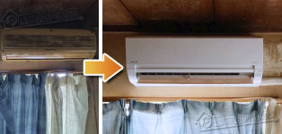 日立 エアコン施工事例RAS-A22KX→RAS-AJ22R-W