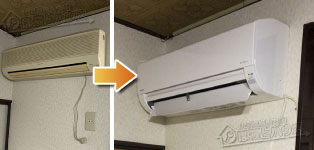 日立 エアコン施工事例不明→RAS-AJ22R-W
